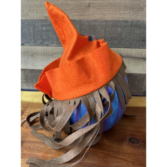 Vintage Trendmasters Blue Pumpkin Scarecrow Head Lighted - Picture 3 of 7